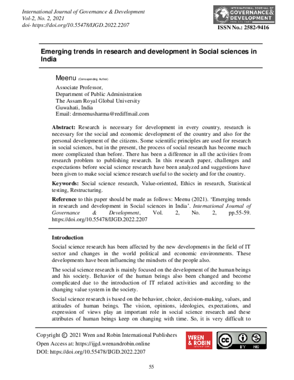 (PDF) Emerging trends in research and development in Social sciences in ...