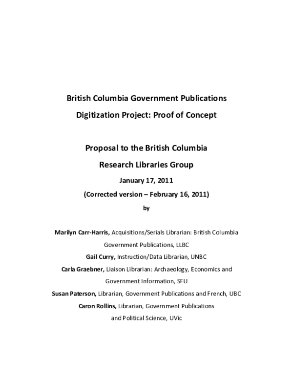 (PDF) British Columbia Government Publications Digitization Project ...