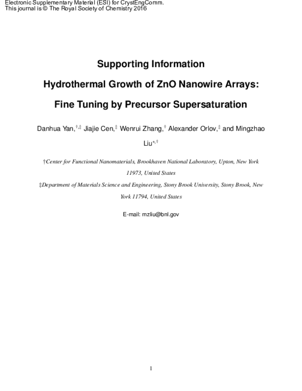 (PDF) Hydrothermal growth of ZnO nanowire arrays: fine tuning by ...