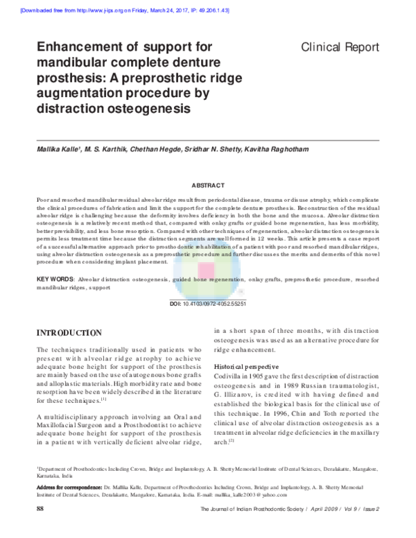 (PDF) Enhancement of support for mandibular complete denture prosthesis ...