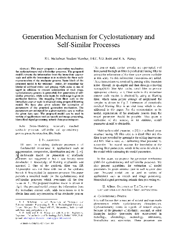 (PDF) Generation Mechanism for Cyclostationary and Self-Similar Processes