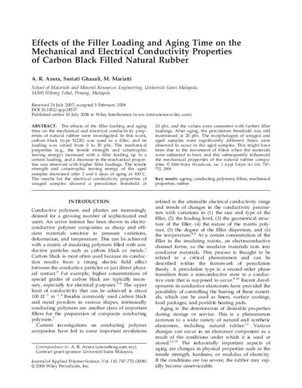 (PDF) Effects of the filler loading and aging time on the mechanical ...