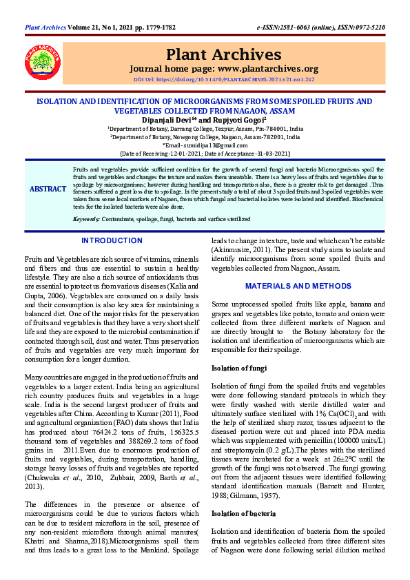 (PDF) Isolation and Identification of Microorganisms from Some Spoiled ...