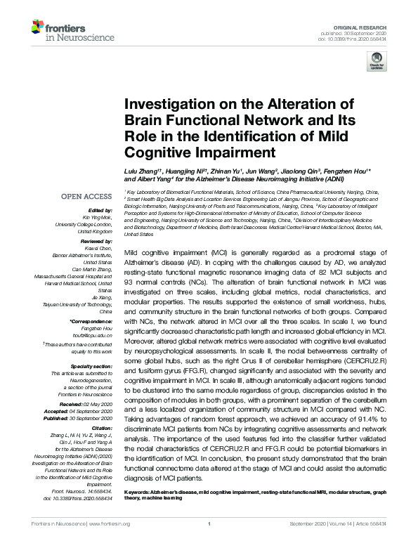 (PDF) Investigation on the Alteration of Brain Functional Network and ...