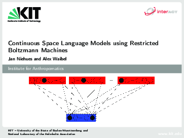 (PDF) Continuous Space Language Models using Restricted Boltzmann Machines