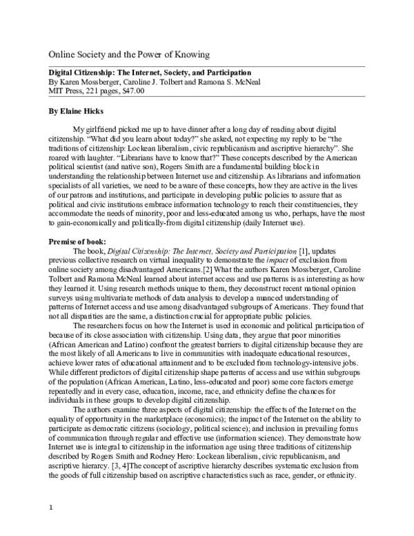 (PDF) Online Society and the Power of Knowing Digital Citizenship : The ...