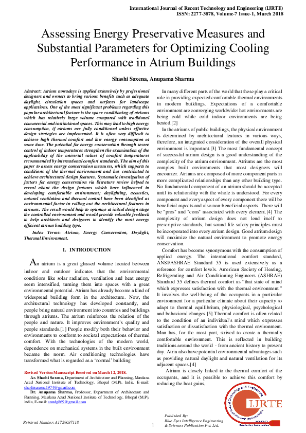 (PDF) Assessing Energy Preservative Measures and Substantial Parameters ...