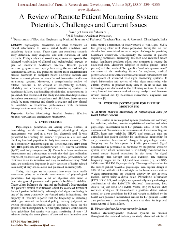 (PDF) A Review of Remote Patient Monitoring System : Potentials ...