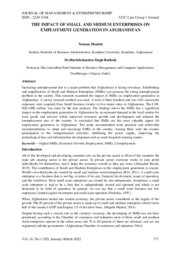 (PDF) THE IMPACT OF SMALL AND MEDIUM ENTERPRISES ON EMPLOYMENT ...