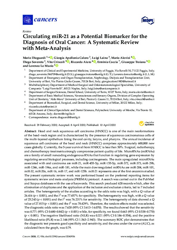 (PDF) Circulating miR-21 as a Potential Biomarker for the Diagnosis of ...