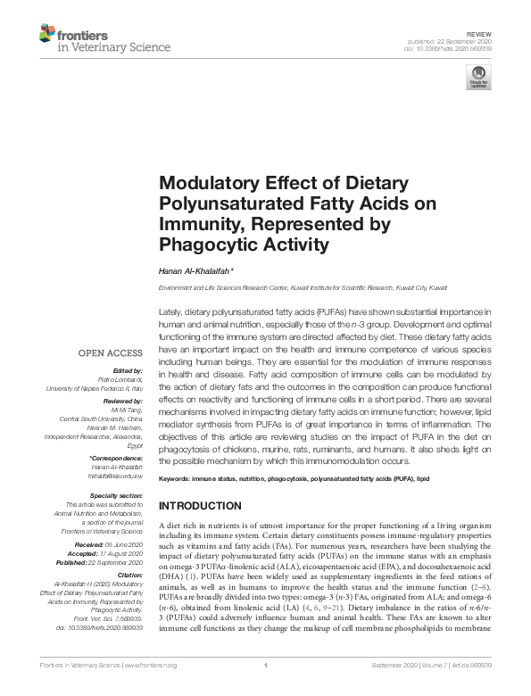 (PDF) Modulatory Effect of Dietary Polyunsaturated Fatty Acids on ...