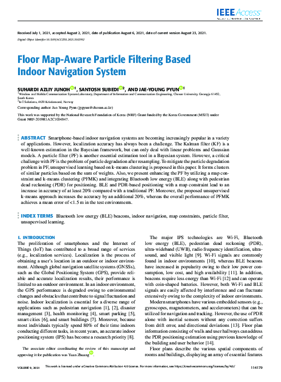 (PDF) Floor Map-Aware Particle Filtering Based Indoor Navigation System