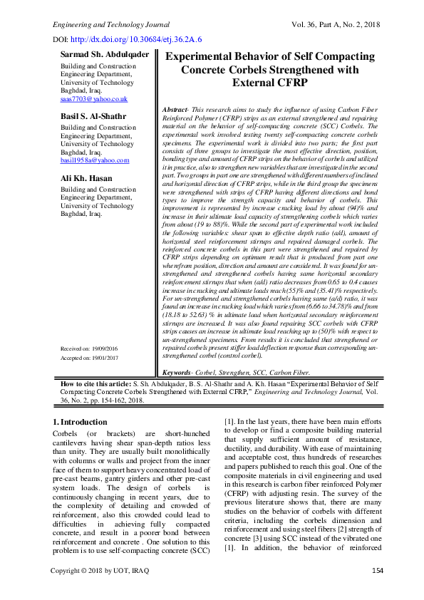 (PDF) Experimental Behavior of Self Compacting Concrete Corbels ...