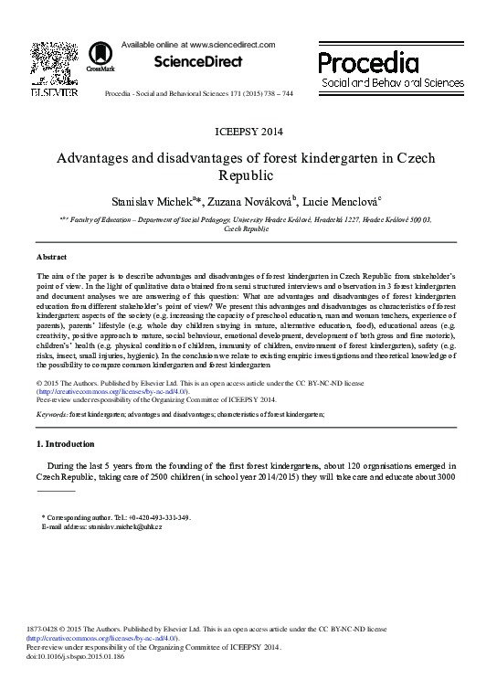 (PDF) Advantages and Disadvantages of Forest Kindergarten in Czech