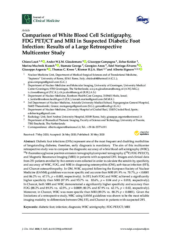 (PDF) Comparison of White Blood Cell Scintigraphy, FDG PET/CT and MRI ...