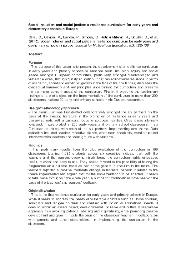(PDF) Social inclusion and social justice