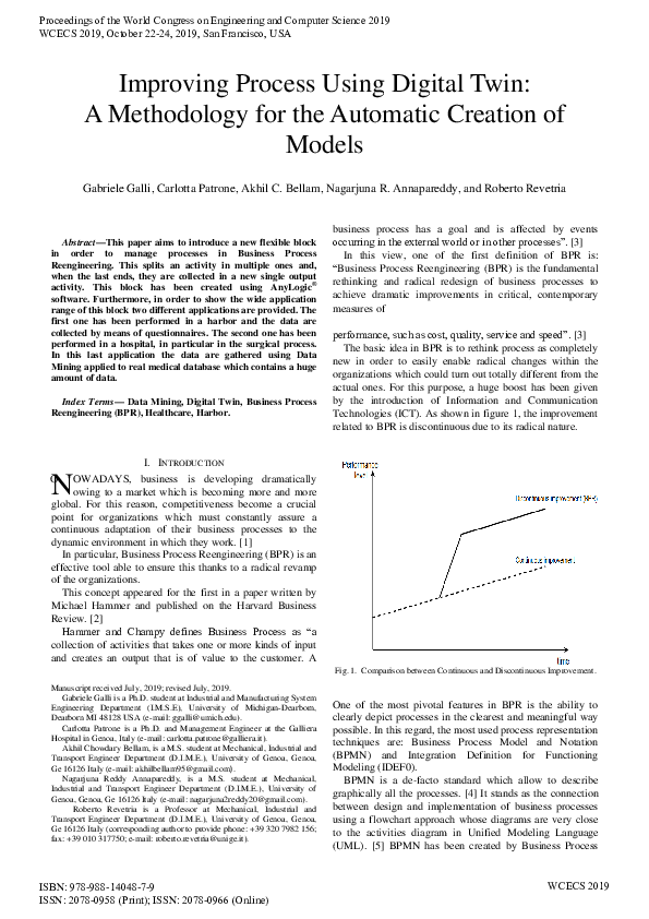 (PDF) Improving Process Using Digital Twin : A Methodology for the ...