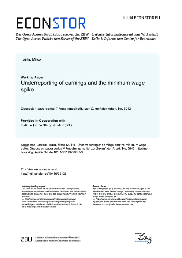 (PDF) Underreporting of earnings and the minimum wage spike
