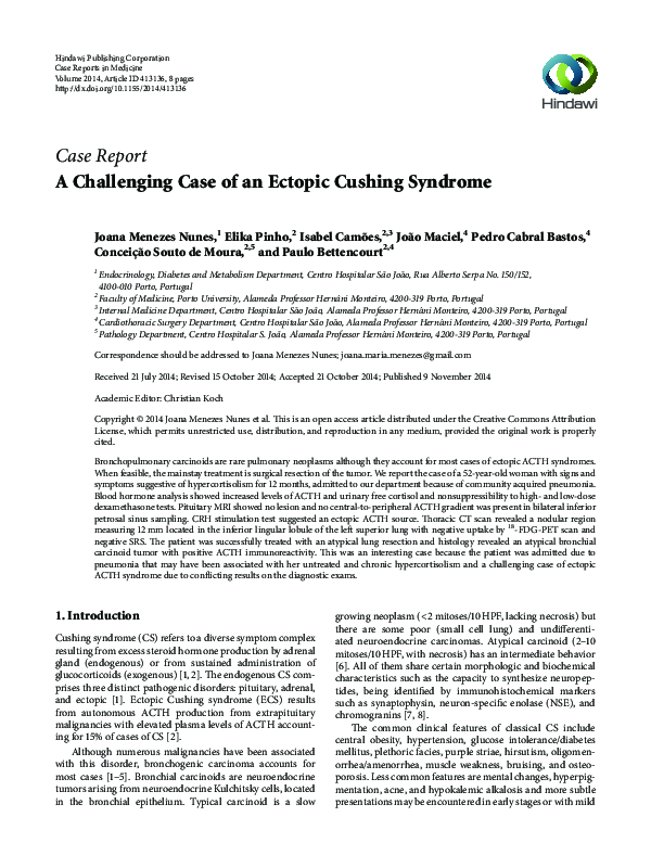 (PDF) A Challenging Case of an Ectopic Cushing Syndrome