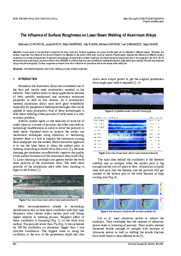 (PDF) The Influence of Surface Roughness on Laser Beam Welding of ...