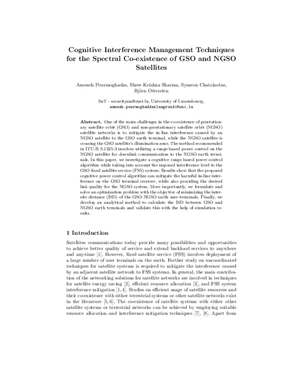 (PDF) Cognitive Interference Management Techniques for the Spectral Co ...