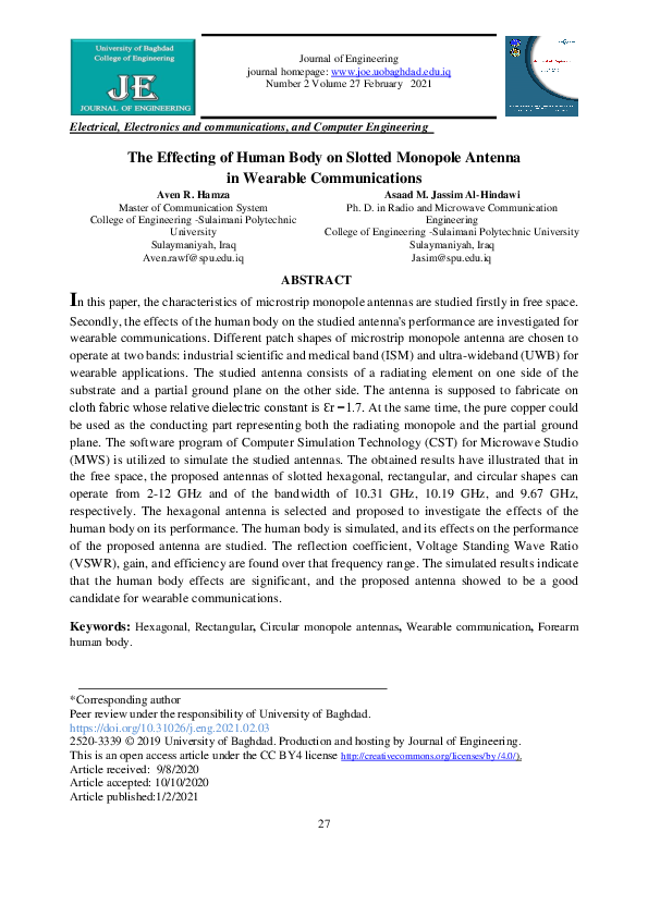 (PDF) The Effecting of Human Body on Slotted Monopole Antenna in ...