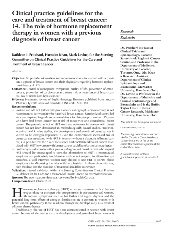(PDF) Clinical practice guidelines for the care and treatment of breast ...