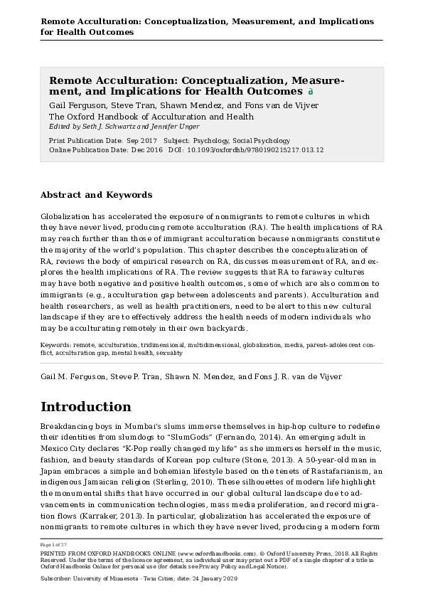 (PDF) Remote Acculturation