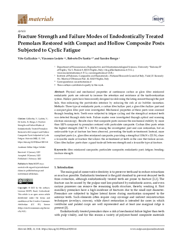 (PDF) Fracture Strength and Failure Modes of Endodontically Treated ...