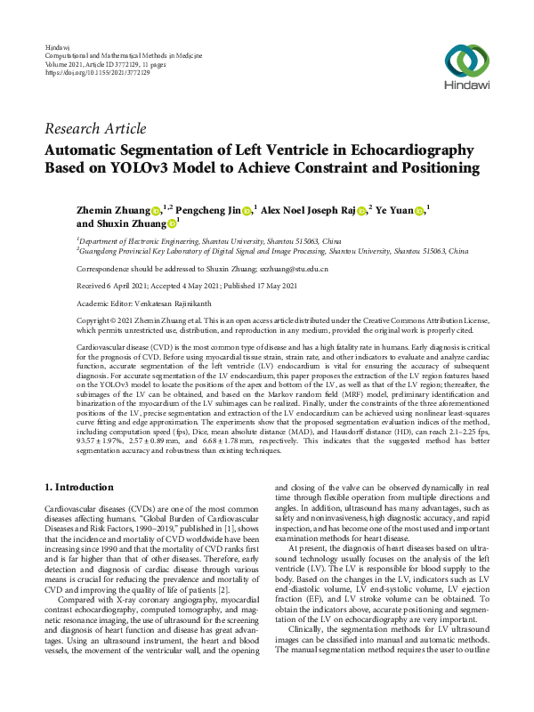 (PDF) Automatic Segmentation of Left Ventricle in Echocardiography ...