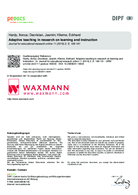 (PDF) Adaptive teaching in research on learning and instruction