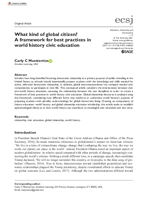 (PDF) What kind of global citizen? A framework for best practices in ...