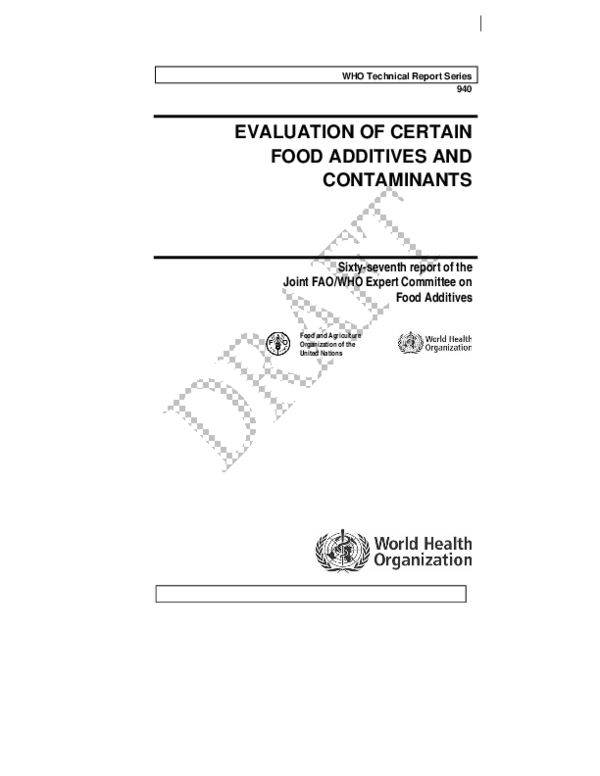 (PDF) Evaluation of certain food additives and contaminants Susan Barlow Academia.edu