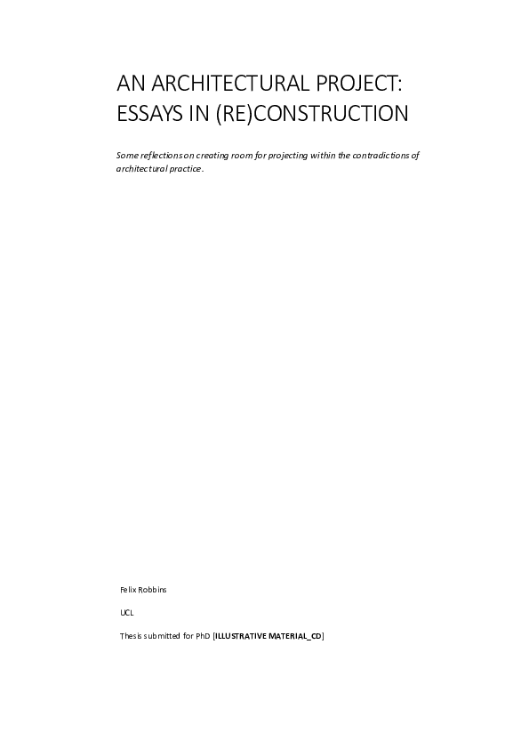 (PDF) An architectural project: essays in (re)construction