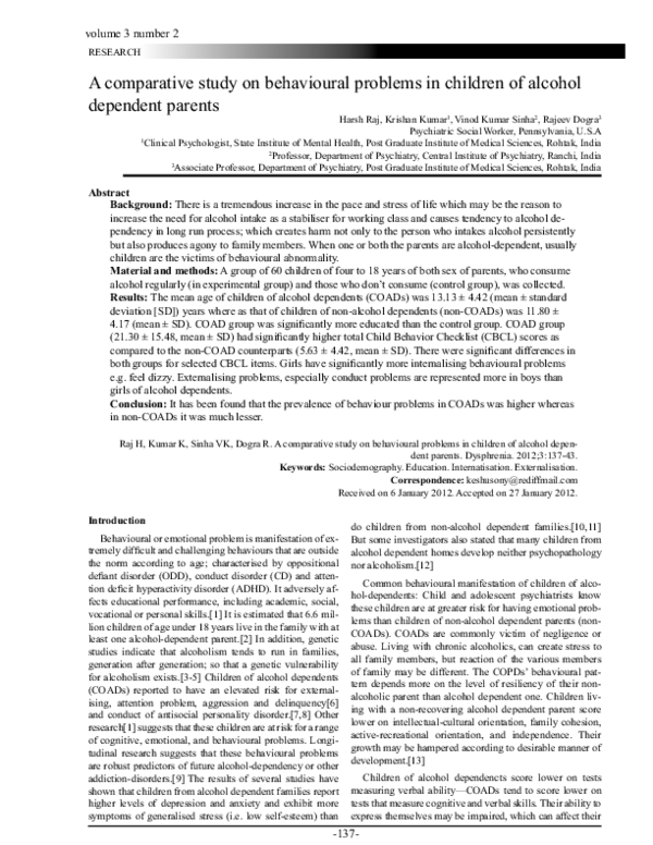 (PDF) A comparative study on behavioural problems in children of ...