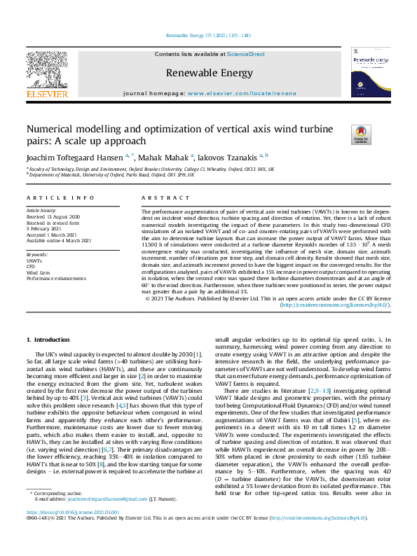 (PDF) Numerical modelling and optimization of vertical axis wind ...