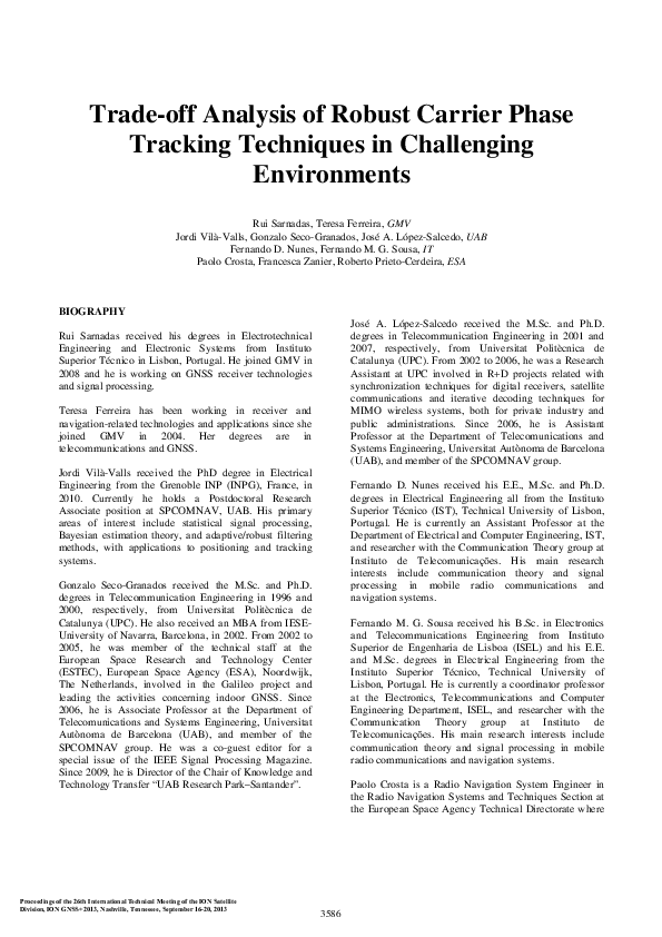 (PDF) Trade-off Analysis of Robust Carrier Phase Tracking Techniques in ...