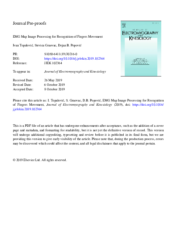 (PDF) EMG Map Image Processing for Recognition of Fingers Movement