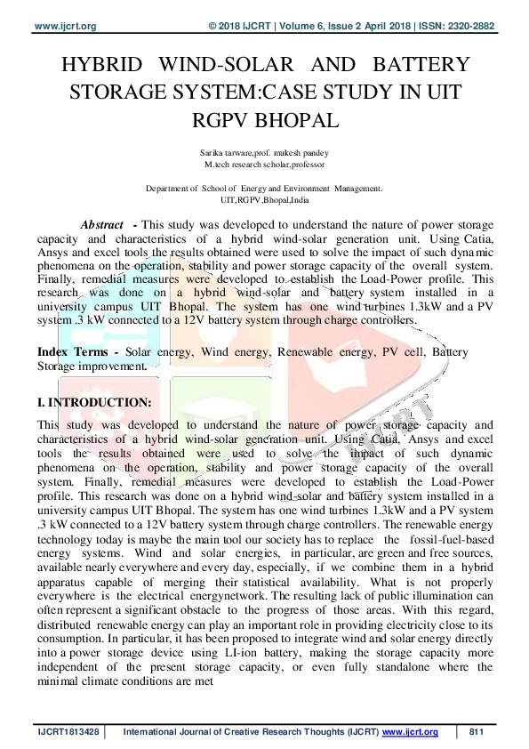(PDF) Hybrid Wind-Solar and Battery Storage System:Case Study in Uit