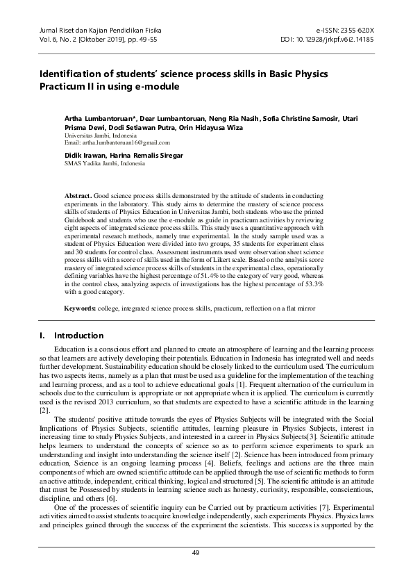 (PDF) Identification of students’ science process skills in Basic ...