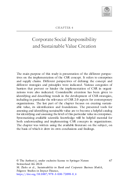 (PDF) Corporate Social Responsibility and Sustainable Value Creation