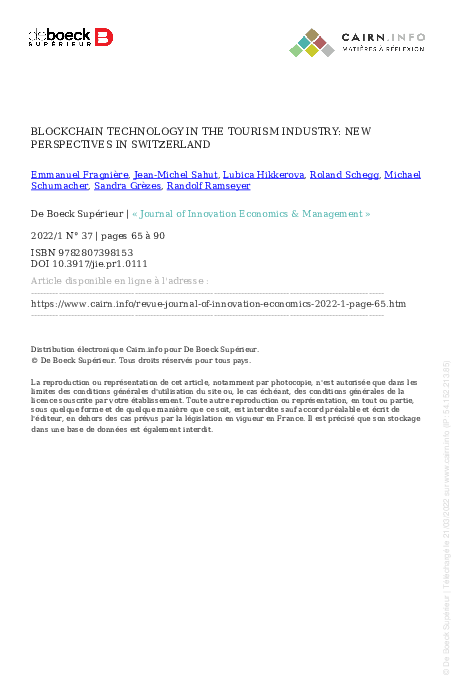 (PDF) Blockchain Technology in the Tourism Industry: New Perspectives ...