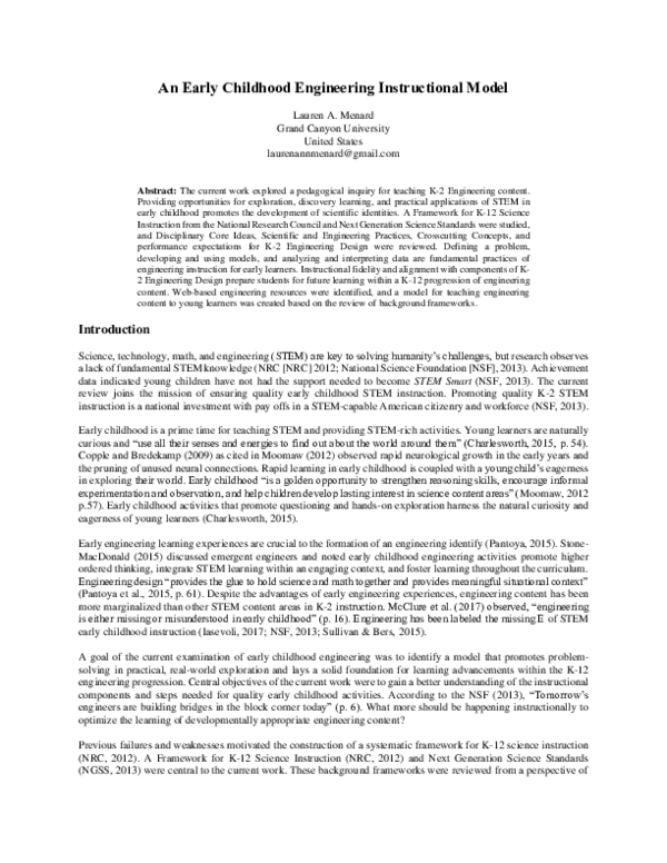 (PDF) An Early Childhood Engineering Instructional Model