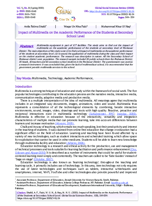 (PDF) Impact of Multimedia on the Academic Performance of the Students ...