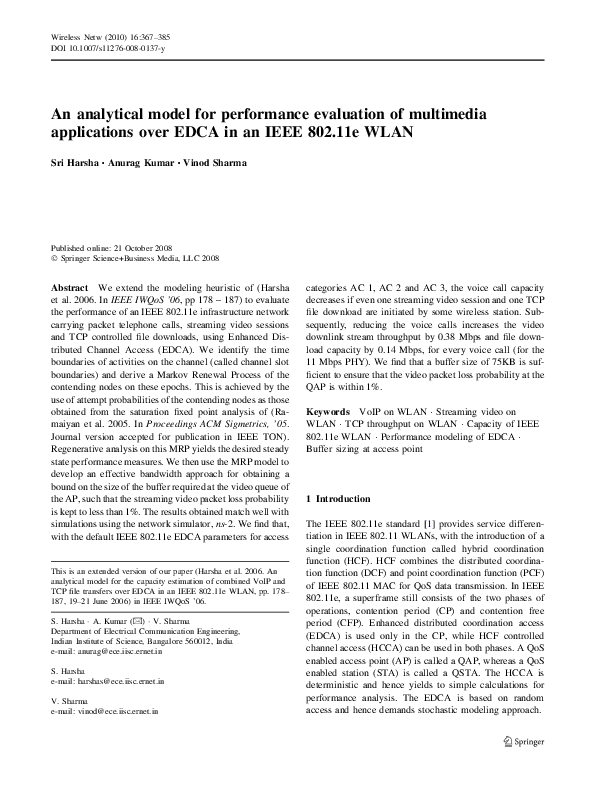 (PDF) An Analytical Model for Performance Evaluation of Multimedia ...