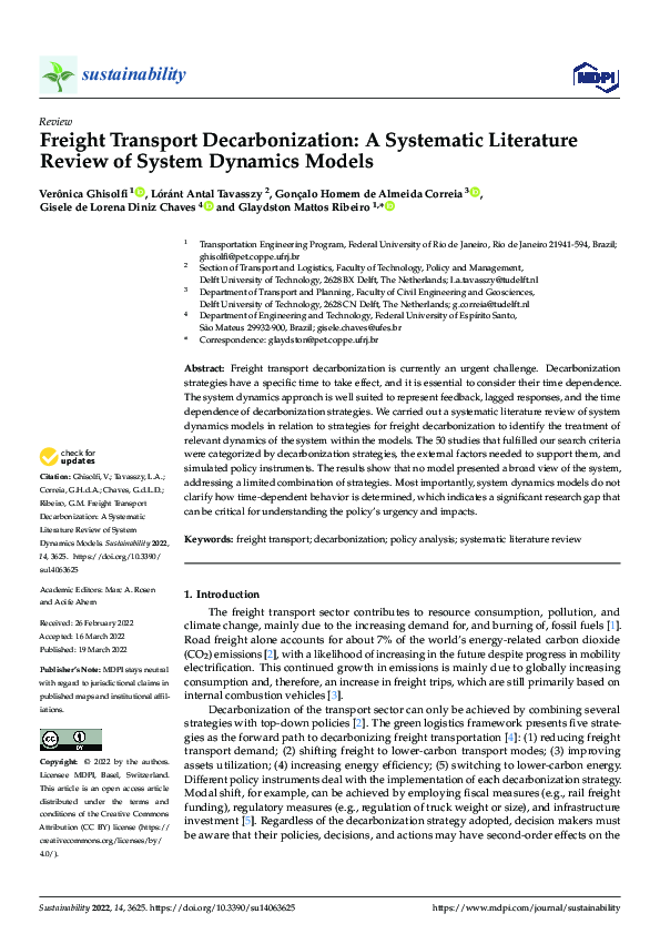 (PDF) Freight Transport Decarbonization: A Systematic Literature Review ...