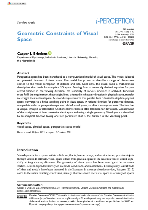 (PDF) Geometric Constraints of Visual Space