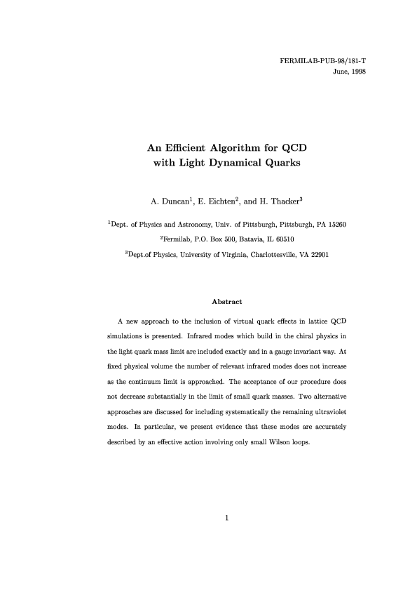 (PDF) Efficient algorithm for QCD with light dynamical quarks