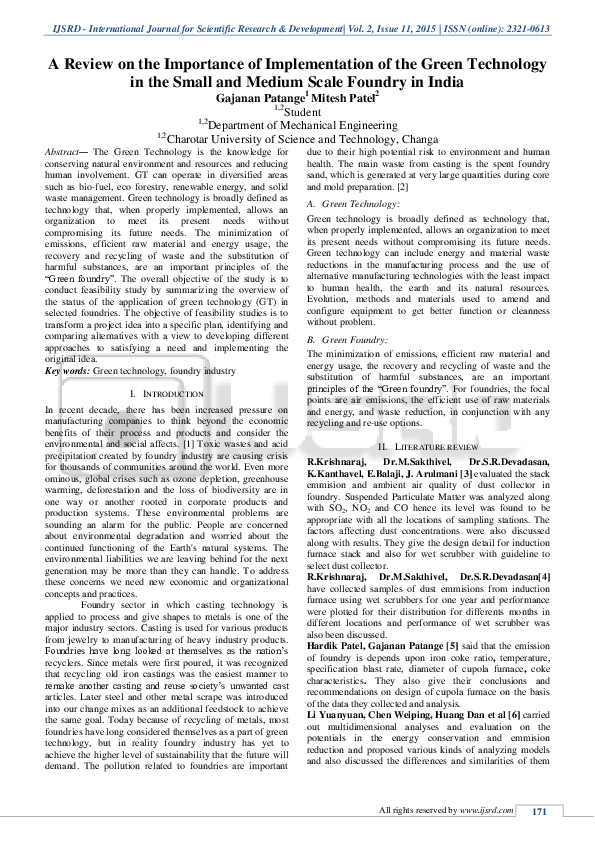 (PDF) A Review on the Importance of Implementation of the Green ...