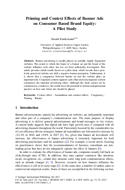 (PDF) Priming and Context Effects of Banner Ads on Consumer Based Brand ...